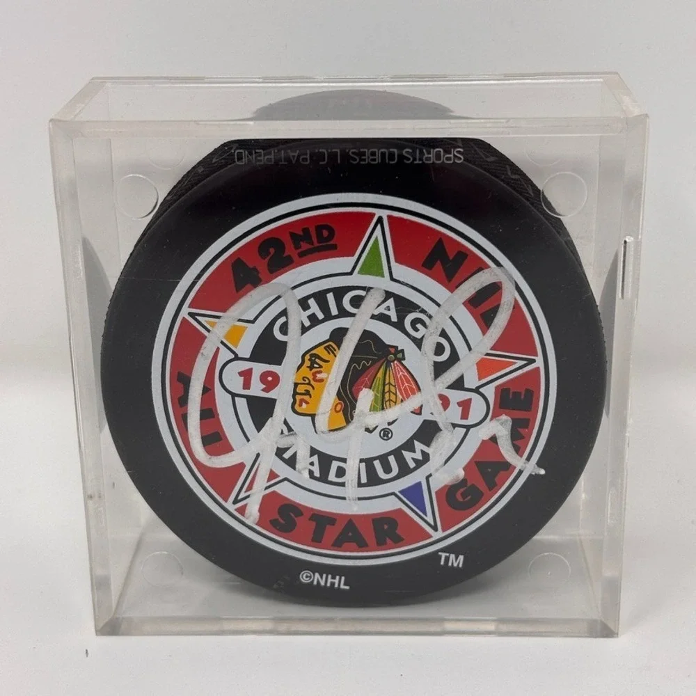 Jeremy Roenick Blackhawks Signed Puck Hockey 42nd NHL All Star Game 1991